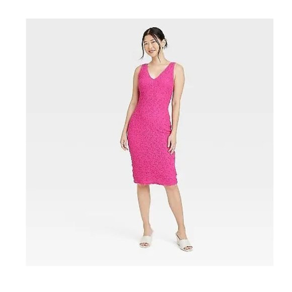 a new day Dresses & Skirts - A. New Day - Women's Puckered Knit Dress Pink Size S
